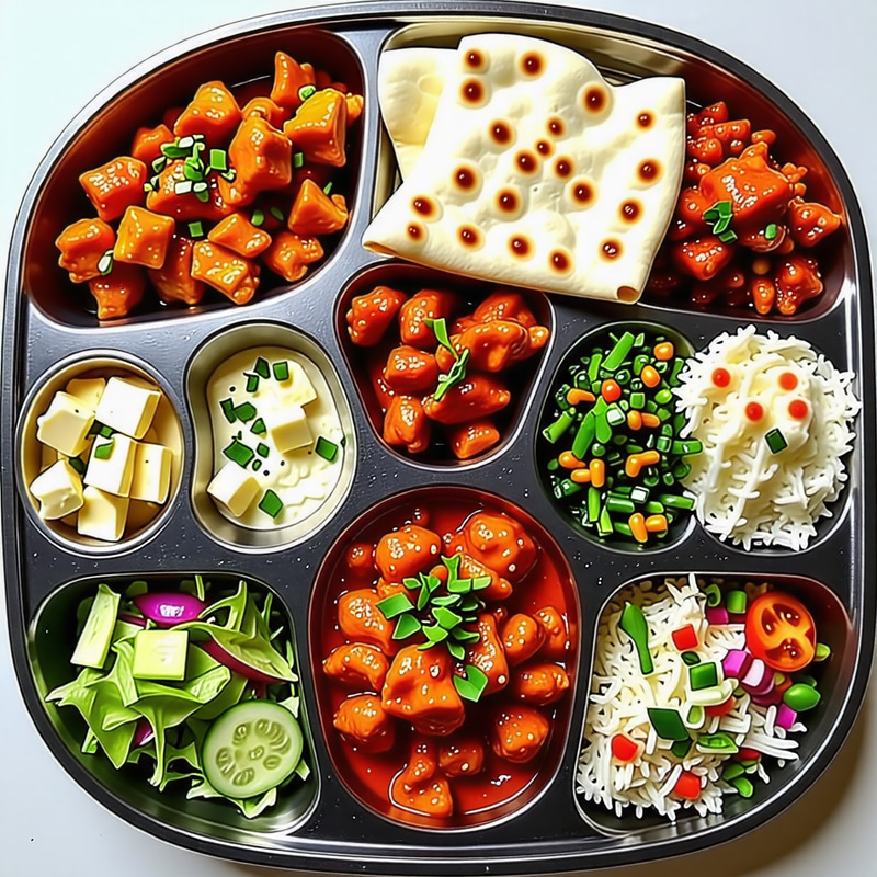 Delicious Non Veg Thali with Butter Chicken & Mix Veg Delicious Non Veg Thali with Butter Chicken & Mix Veg