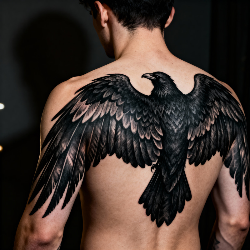 Stunning Raven Wing Tattoo Design for Men Stunning Raven Wing Tattoo Design for Men