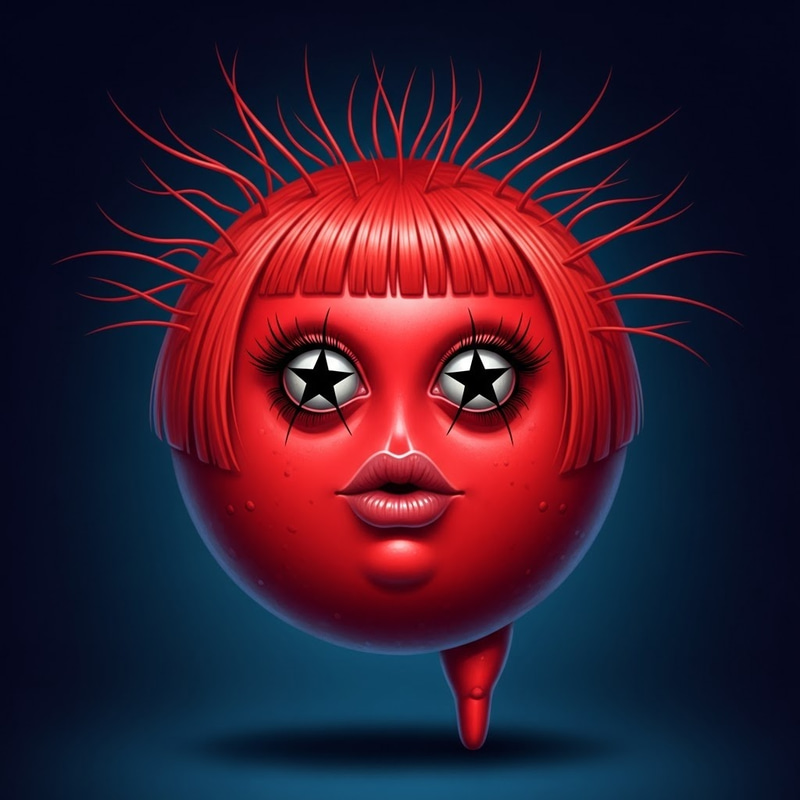 Red Monster with Star-Shaped Eyes Red Monster with Star-Shaped Eyes