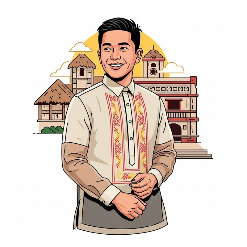 Stylized Filipino Barong Tagalog Illustration