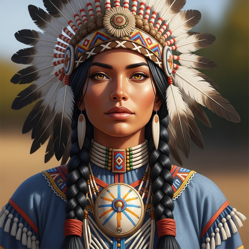 Elegant Portrait of a Strong Indigenous Woman