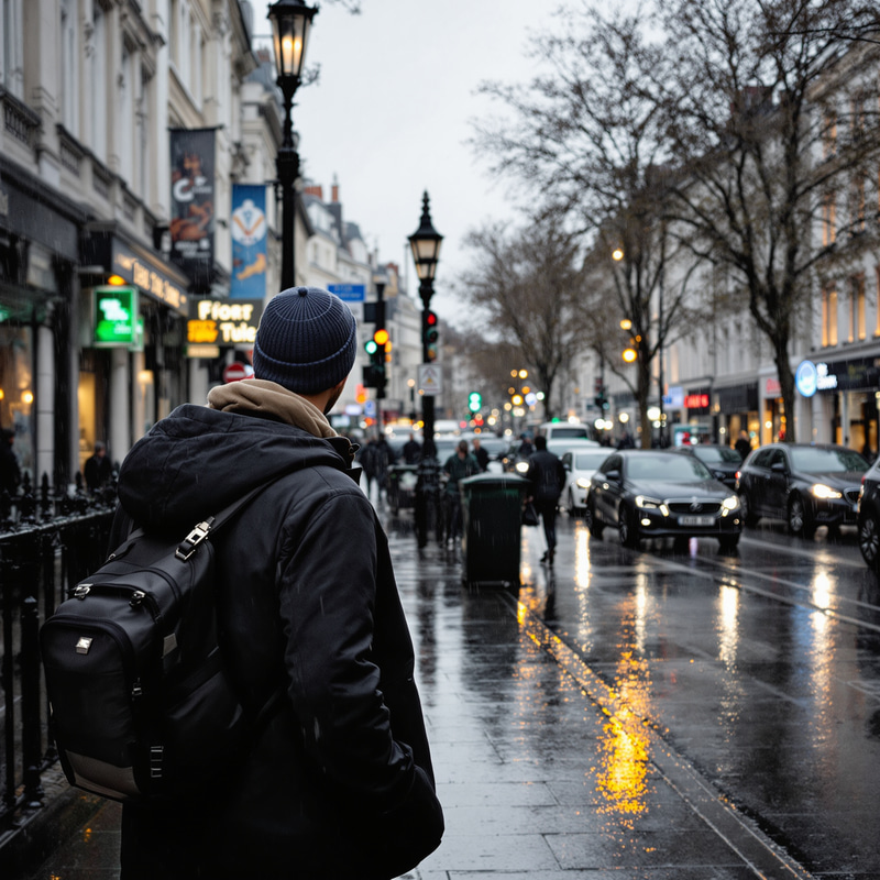 Slovenian Guy Exploring London in the Rain