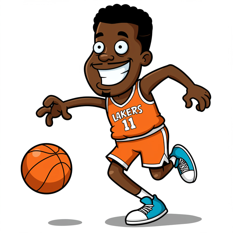 Cartoon Black Basketball Player Illustration