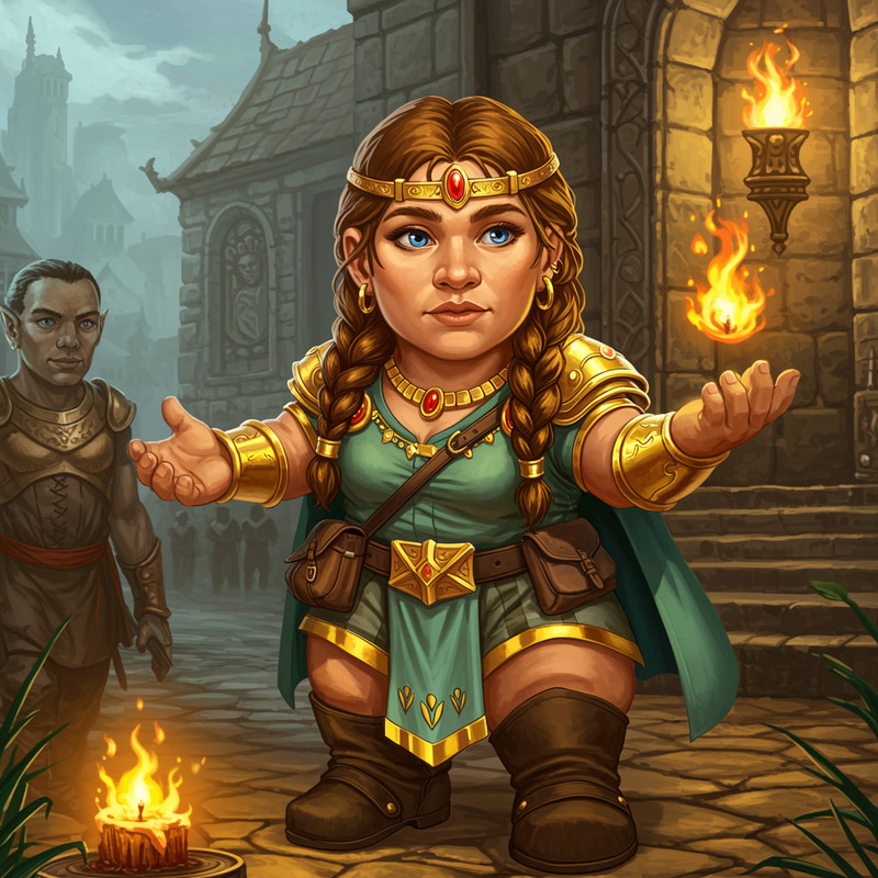 Fantasy Princess Dwarf in Medieval Scene Fantasy Princess Dwarf in Medieval Scene