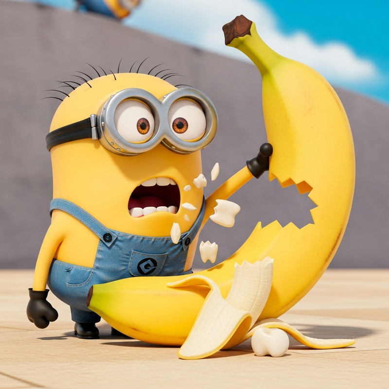 Minion Breaks Tooth While Eating a Banana Minion Breaks Tooth While Eating a Banana