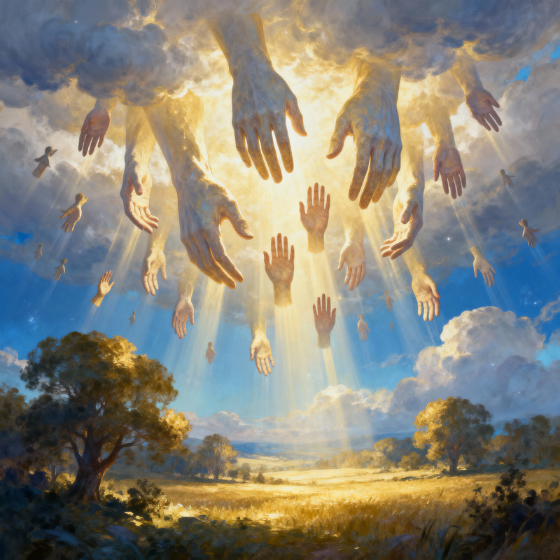 Luminous Divine Hands: Ethereal Ambience Revealed Luminous Divine Hands: Ethereal Ambience Revealed