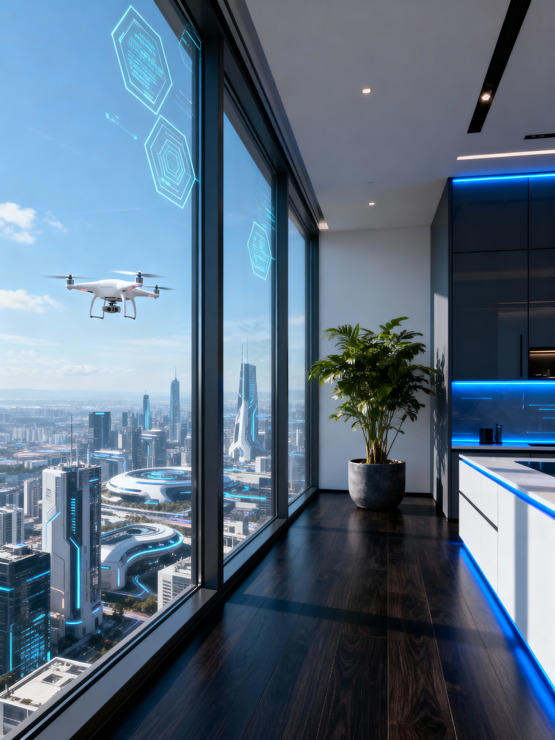 Futuristic High-Rise Apartment with Stunning Views Futuristic High-Rise Apartment with Stunning Views