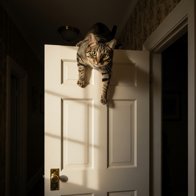 Adorable Cat on the Door Adorable Cat on the Door