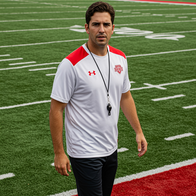 White and Red Sports Shirt for Football Coaches