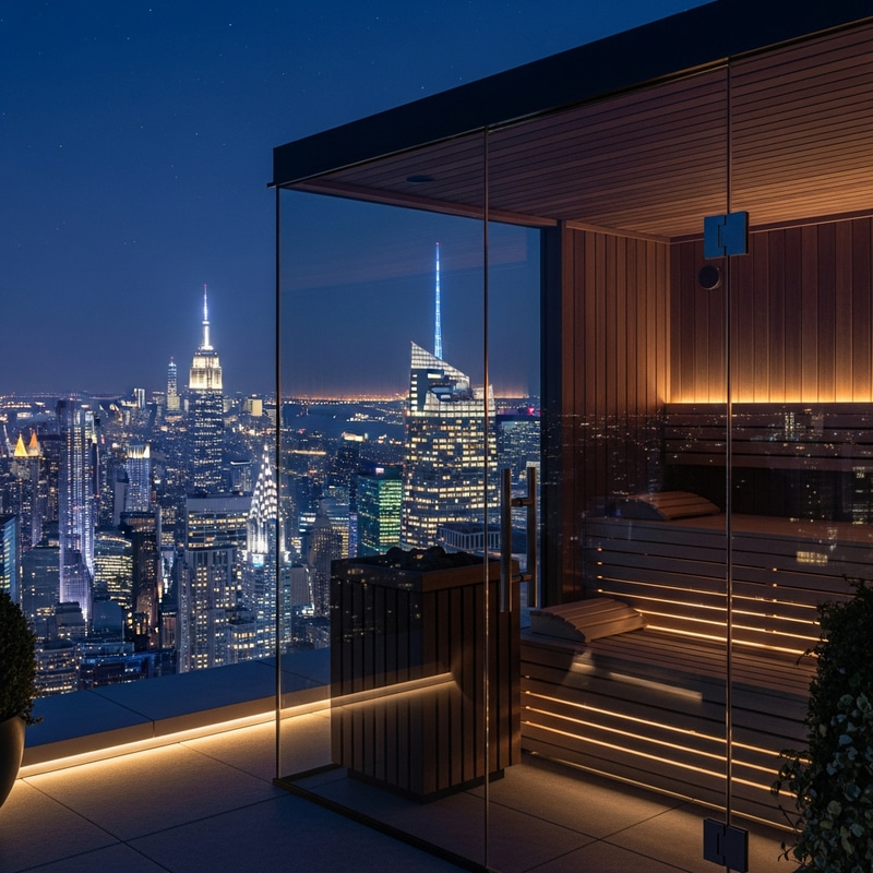Rooftop Sauna Escape in New York City Rooftop Sauna Escape in New York City