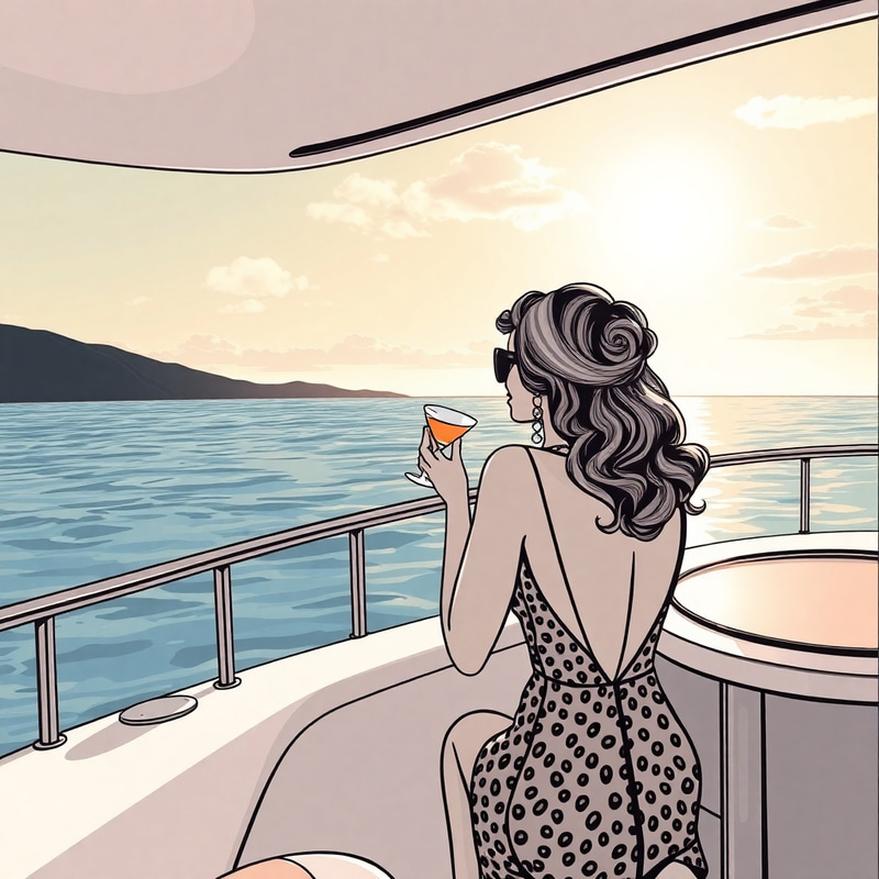 Luxury Yacht Experience: Retro Drawing Perspective Luxury Yacht Experience: Retro Drawing Perspective