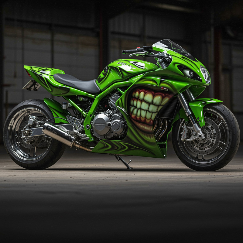 Grimmace on a Helix Motorcycle Grimmace on a Helix Motorcycle