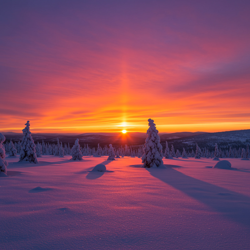 Stunning Sunset Over Snowy Landscape