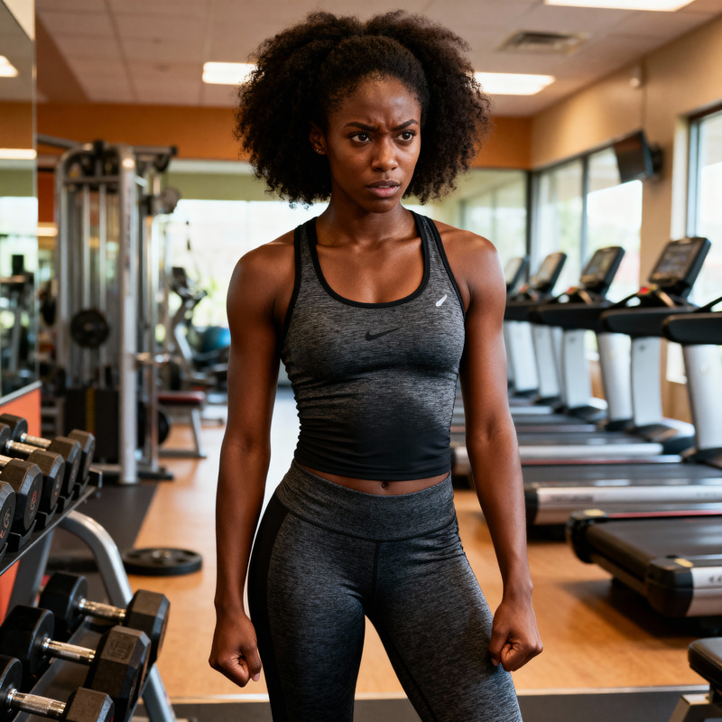 25-Year-Old Black Woman at the Gym - Fitness Journey 25-Year-Old Black Woman at the Gym - Fitness Journey
