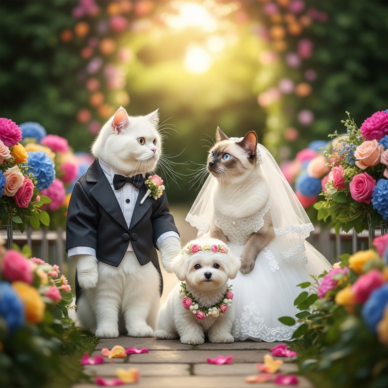 Cats' Dream Wedding in Adorable Costumes