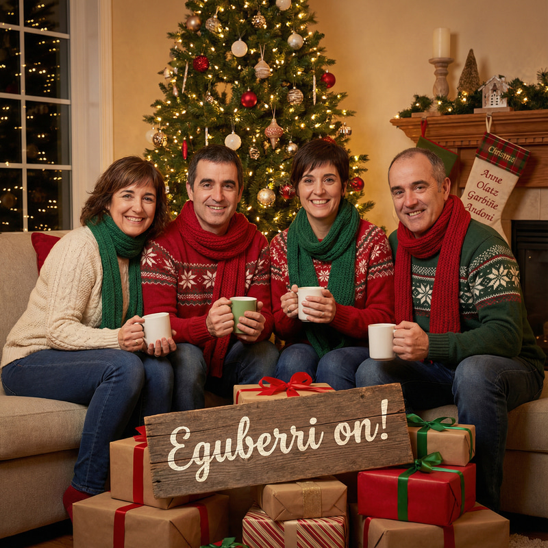Cozy Family Christmas Photo with Eguberri On! Cozy Family Christmas Photo with Eguberri On!