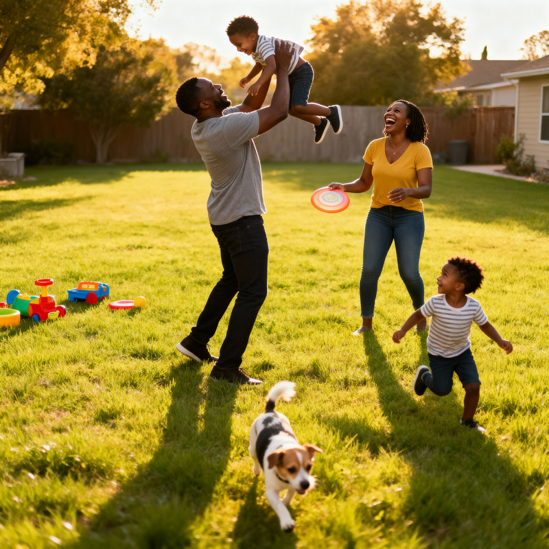 Joyful Black Family Playing Outside Joyful Black Family Playing Outside