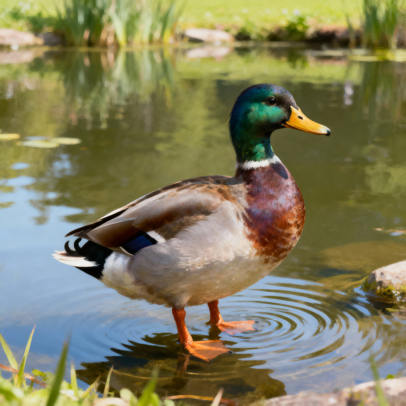 Beautiful Realistic Duck by a Pond