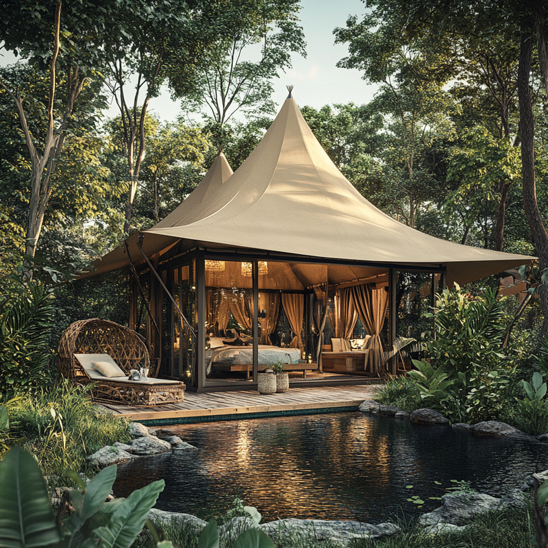 Tropical Forest Glamping Eco Tent with Pool