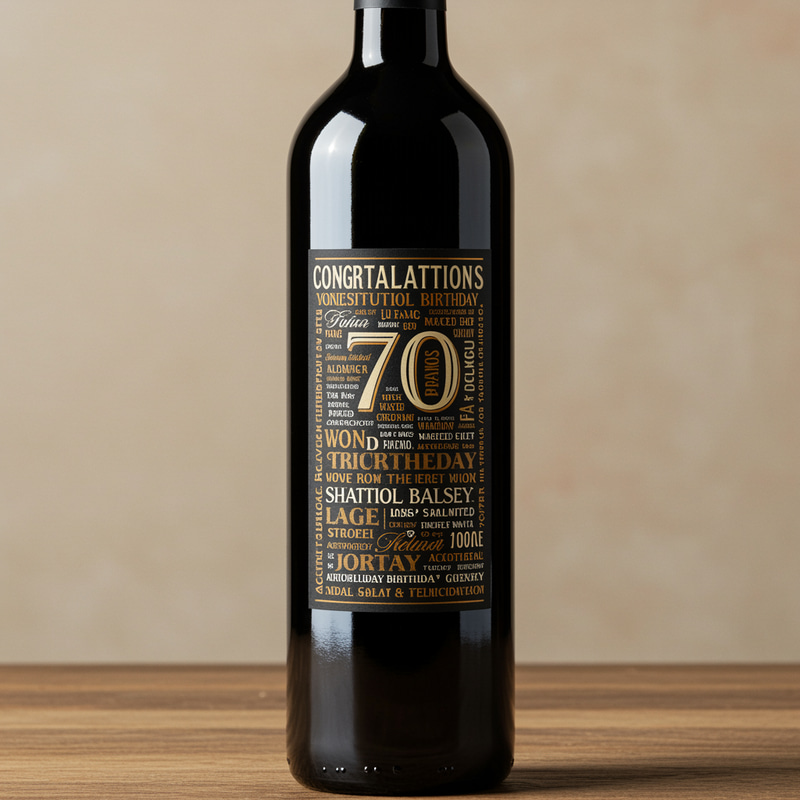 Elegant 70th Birthday Wine Label Design Elegant 70th Birthday Wine Label Design