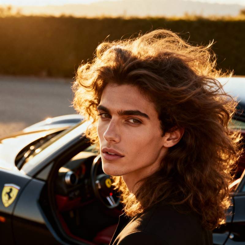 Thick Hair: Exiting a Ferrari in Style Thick Hair: Exiting a Ferrari in Style