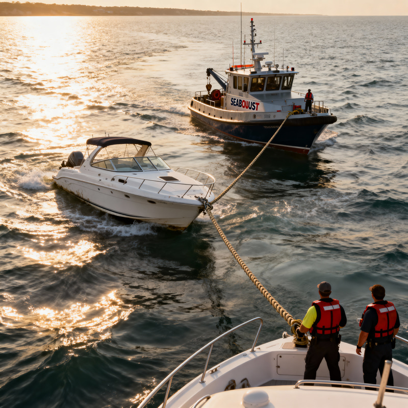Disabled Vessel Towed by Professional Assistance Boat