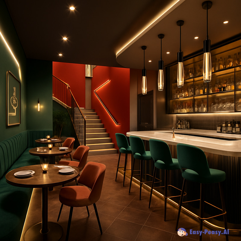 Chic Modern Bar Design with Luxury Lighting