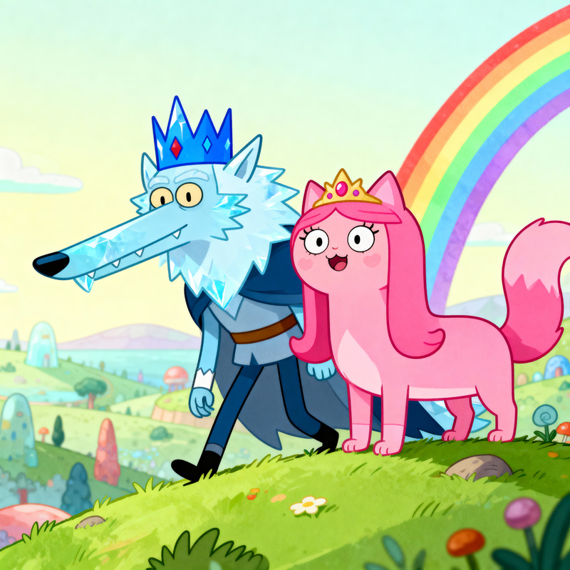 Adventure Time: Ice King as Wolf & Bubblegum as Cat Adventure Time: Ice King as Wolf & Bubblegum as Cat