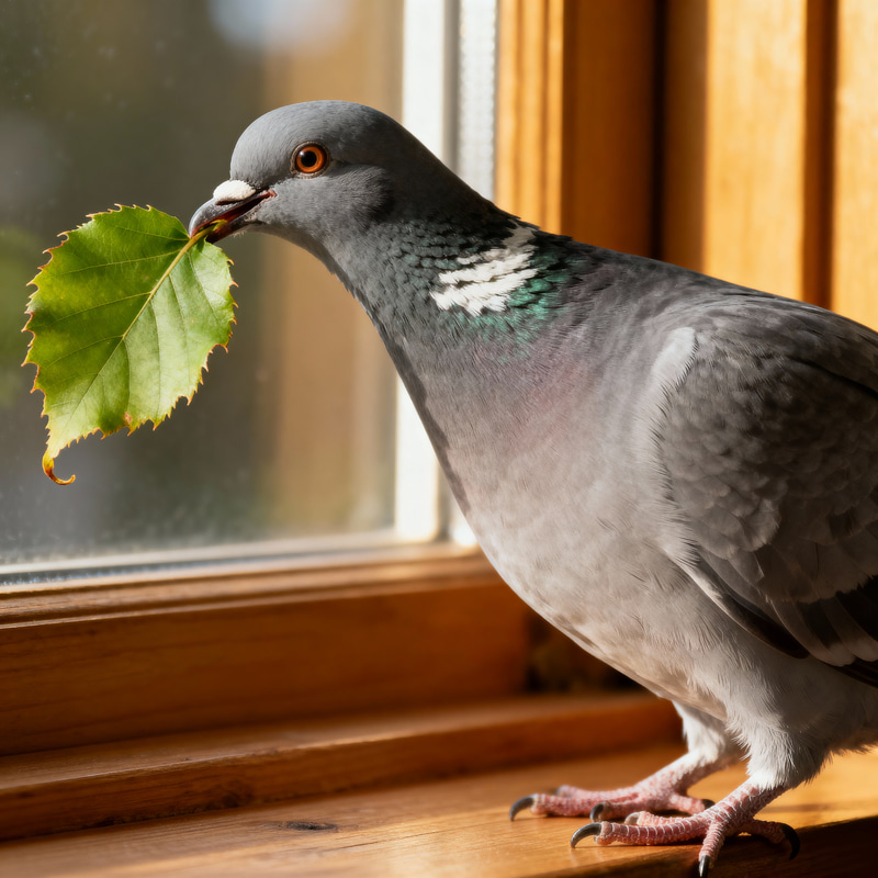 Pigeon Carrying Leaf - Nature's Symbol of Peace Pigeon Carrying Leaf - Nature's Symbol of Peace