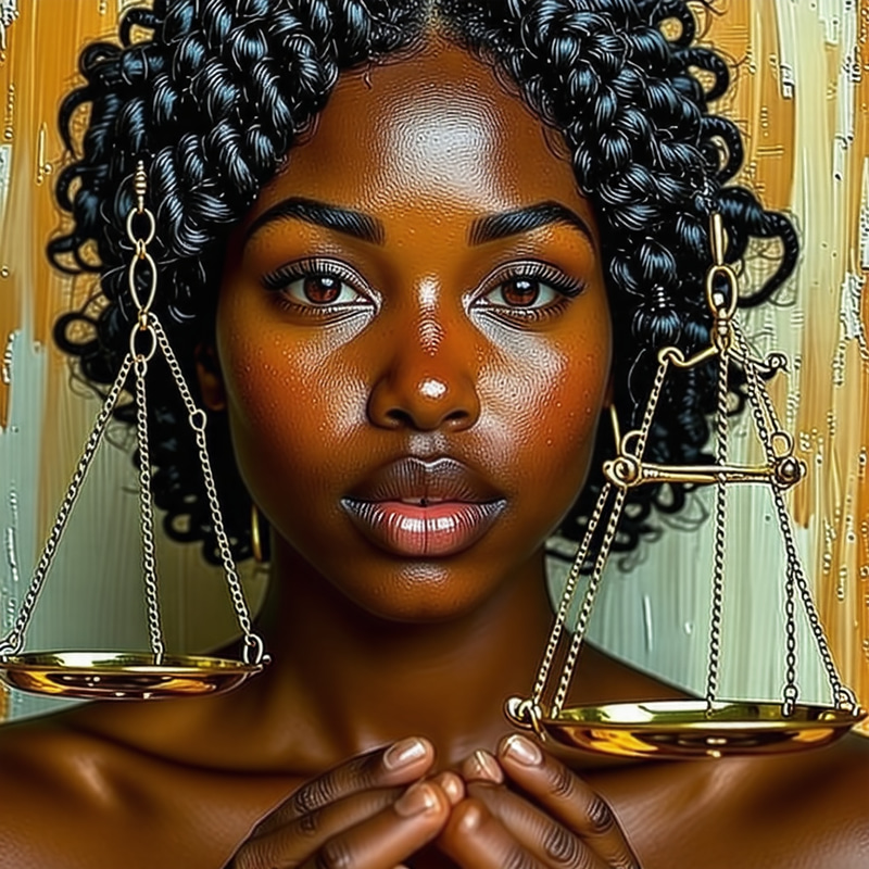 Justice-themed Classical Oil Portrait of African American Woman Justice-themed Classical Oil Portrait of African American Woman