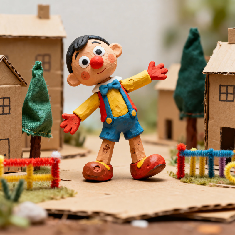 Whimsical Claymation Character in Miniature Set