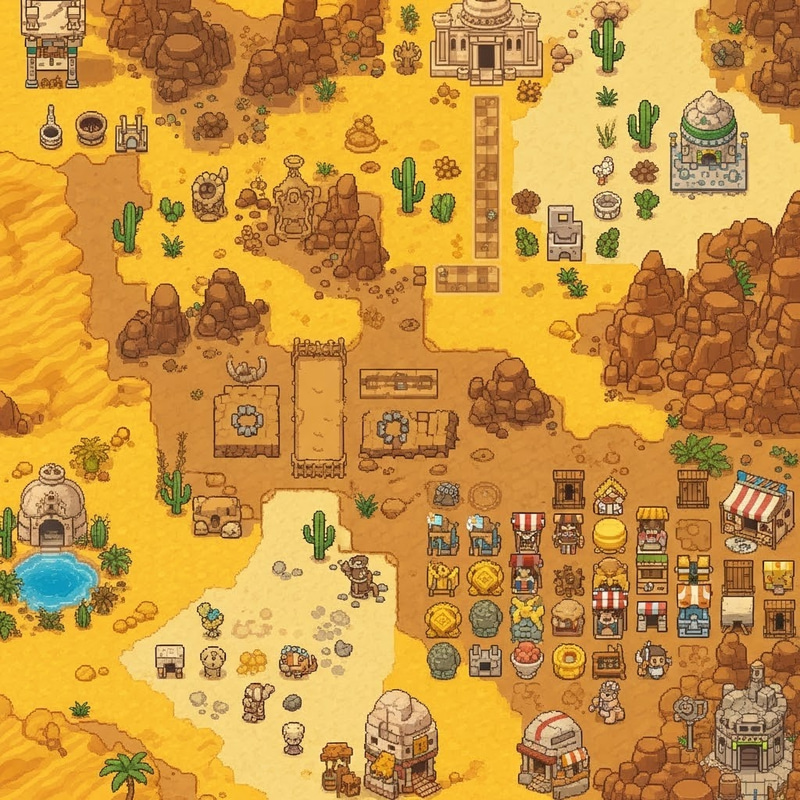 16x16 Pixel Art RPG Tileset for Desert | Buy Now