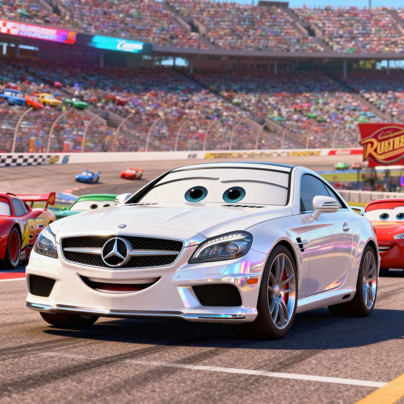 White Mercedes CL63 as Cars Movie Character