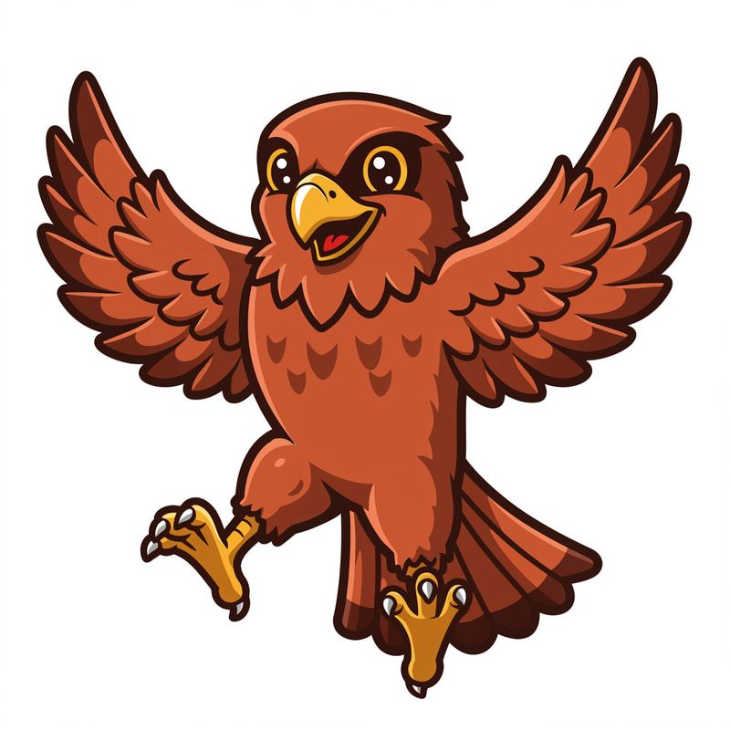 Happy Red Tailed Hawk Mascot - Cheerful Design Happy Red Tailed Hawk Mascot - Cheerful Design