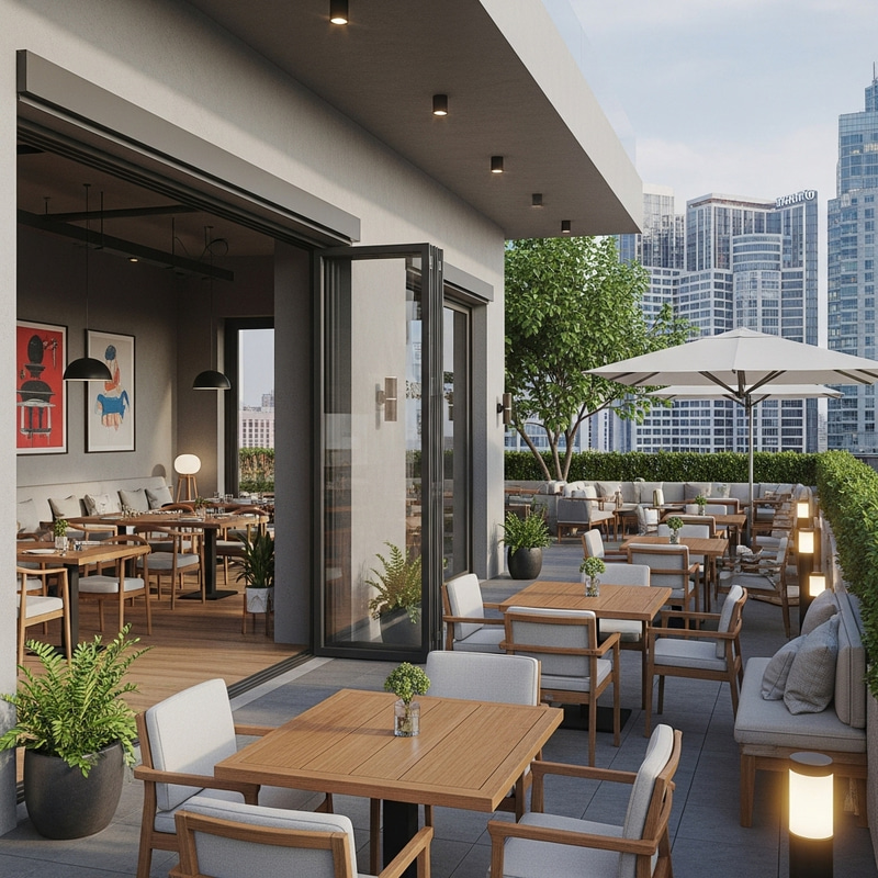 Modern Restaurant & Cafe Design with Terrace Modern Restaurant & Cafe Design with Terrace