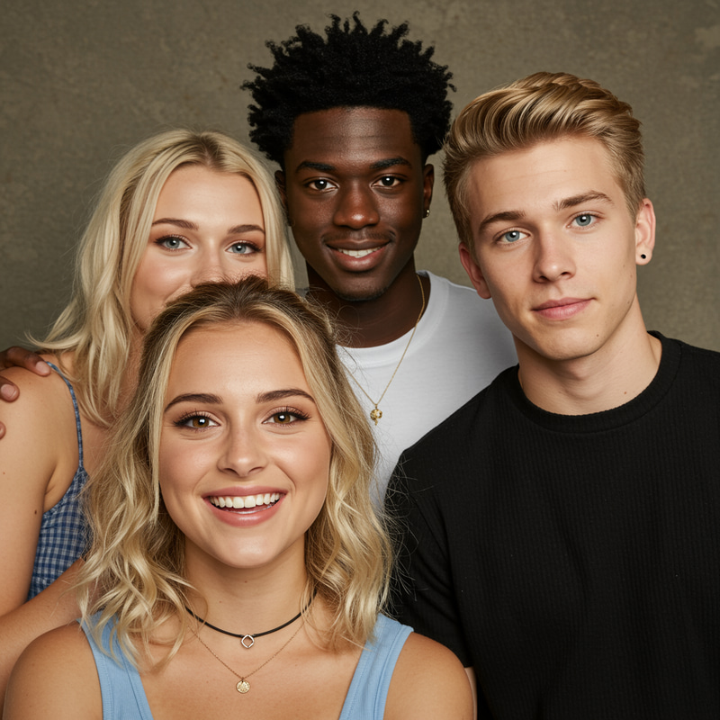 Diverse Friends Group: Unique Personalities Together Diverse Friends Group: Unique Personalities Together