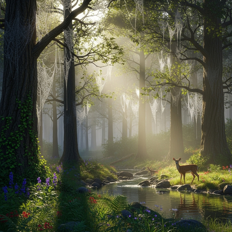 Enchanting Misty Forest at Dawn Enchanting Misty Forest at Dawn