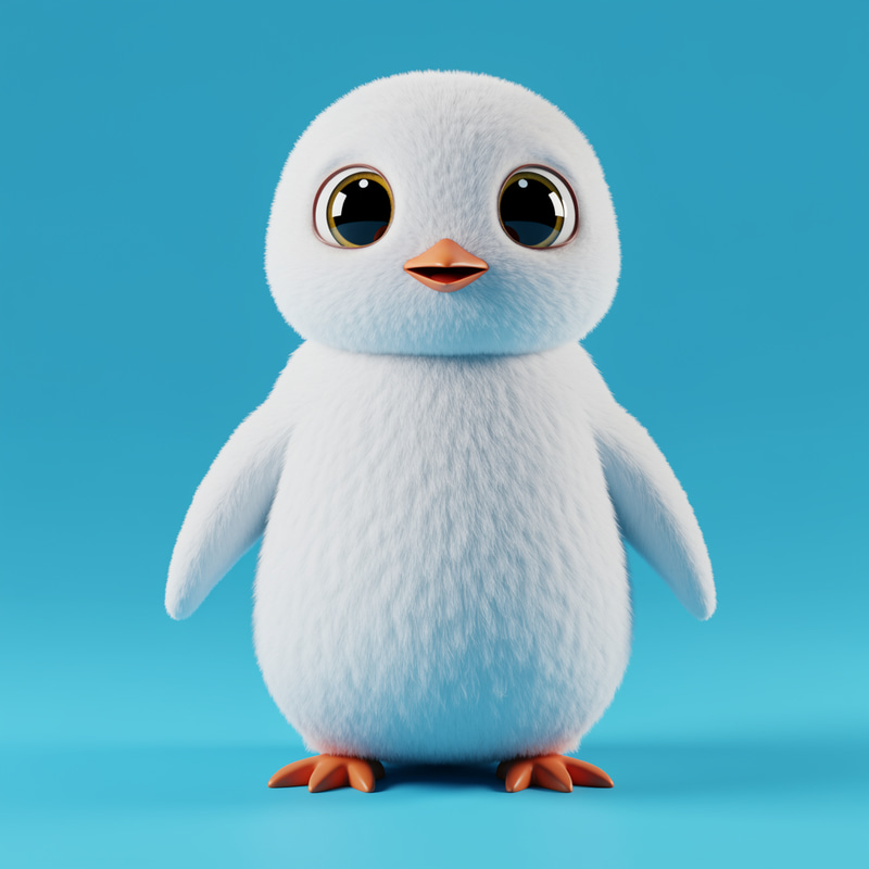 Adorable All-White Cartoon Penguin Adorable All-White Cartoon Penguin