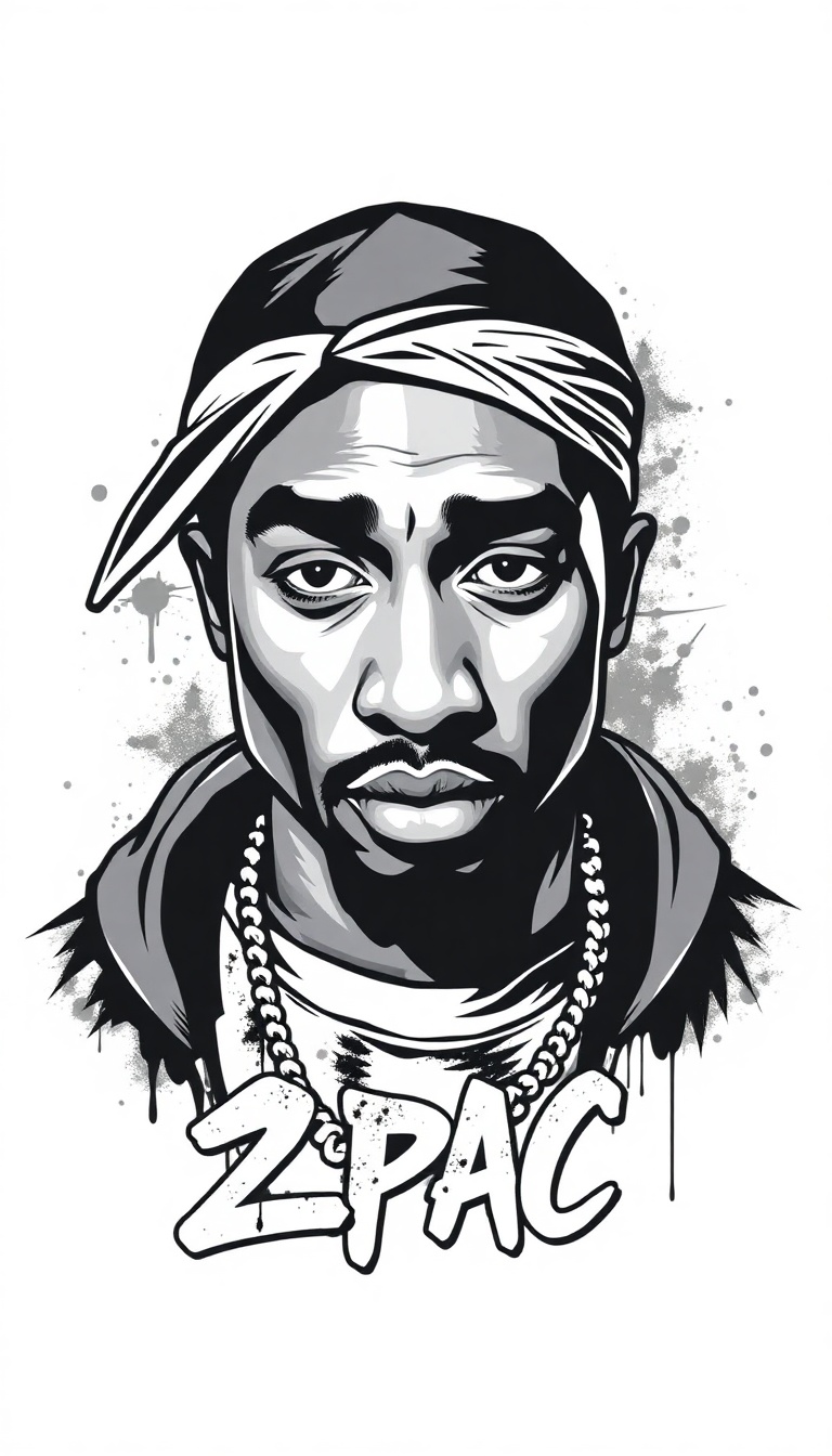 Cool 2Pac Themed T-Shirt Design - Urban Street Art Cool 2Pac Themed T-Shirt Design - Urban Street Art