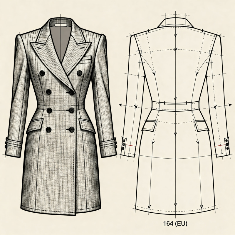 Double Breasted English Coat Pattern for Teens