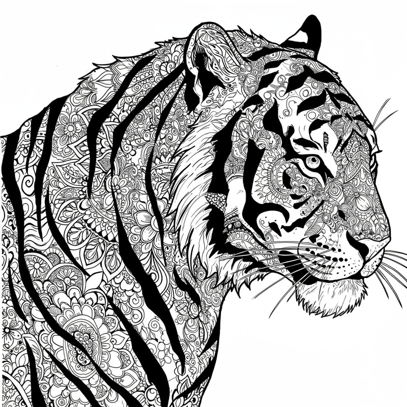 Mandala Style Tiger Art: Elegant Patterns Inside Mandala Style Tiger Art: Elegant Patterns Inside
