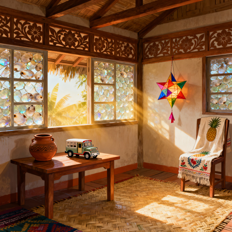 Traditional Filipino Capiz Window House Background Traditional Filipino Capiz Window House Background