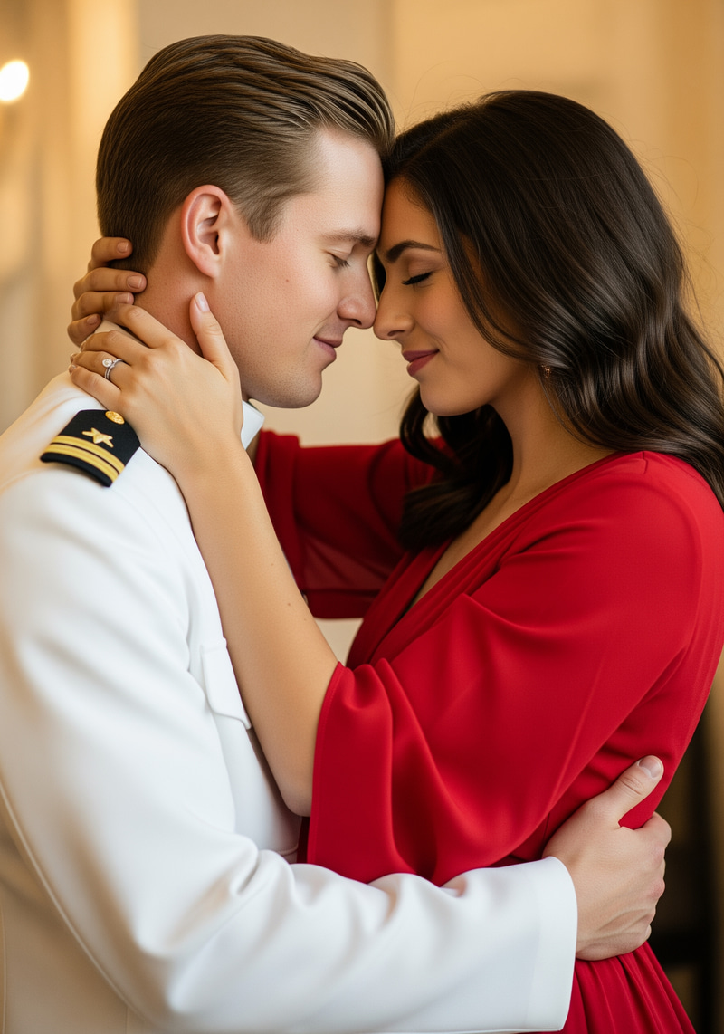 Romantic Embrace of a Couple in Love