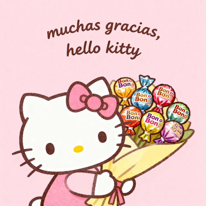 Hello Kitty with Bon O Bon Treats - Thank You Hello Kitty with Bon O Bon Treats - Thank You
