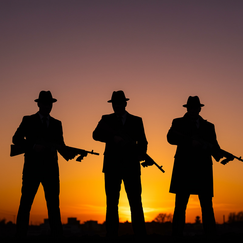 Gangster Silhouettes with Tommy Guns - Unique Art Gangster Silhouettes with Tommy Guns - Unique Art