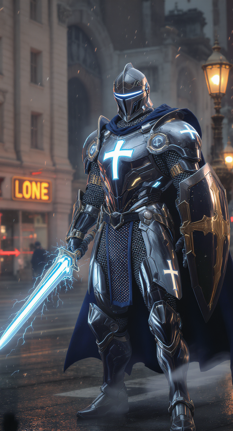 Futuristic Crusader: The Knight of 2025