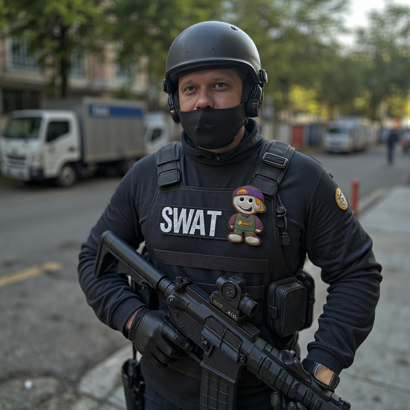 SWAT Officer Model in Tactical Gear SWAT Officer Model in Tactical Gear