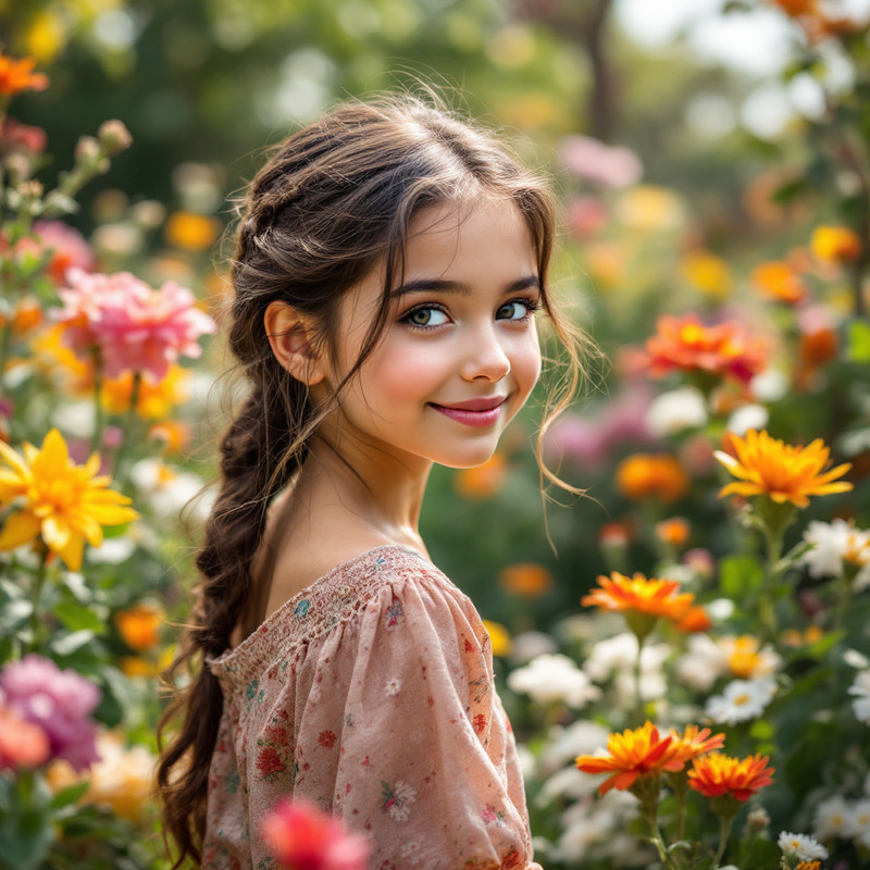 Beautiful Girl in a Blooming Garden Beautiful Girl in a Blooming Garden