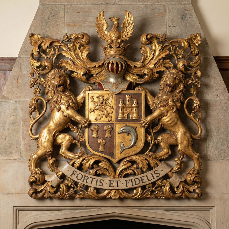 Noble Family Crest: Lions & Heraldic Designs