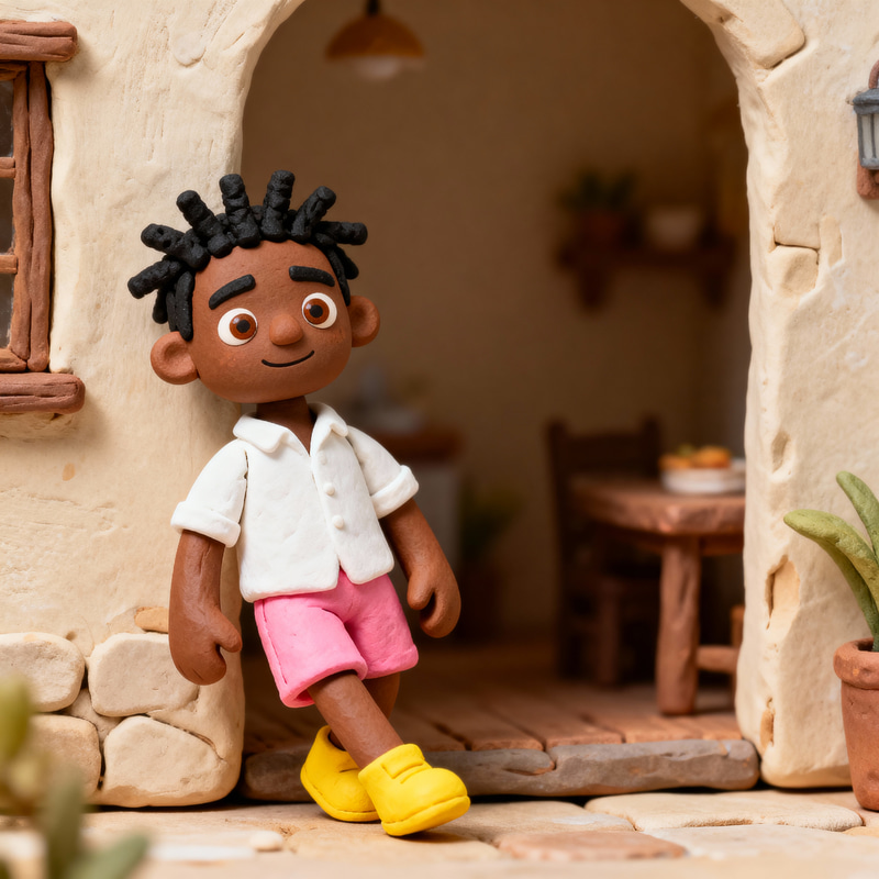 Whimsical Claymation Character in Miniature Set Whimsical Claymation Character in Miniature Set